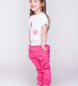 Tričká s krátkym rukávom /  Detské tričko s krátkym rukávom Dino biele/ružové 