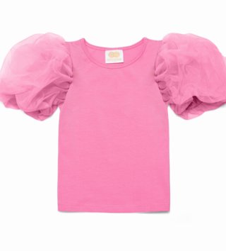 Tričká s krátkym rukávom /  Detské tričko s pufovanými rukávmi - baby pink 