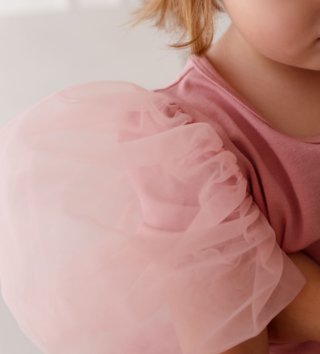 Tričká s krátkym rukávom /  Detské tričko s pufovanými rukávmi - púdrovo ružové 