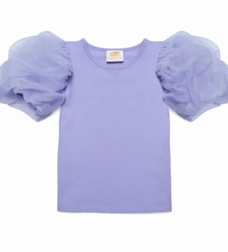 Tričká s krátkym rukávom /  Detské tričko s pufovanými rukávmi - svetlo fialové 