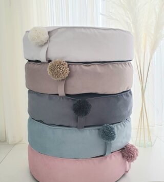 Sedacie vaky a pufy /  Detský okrúhly puf na sedenie - Béžový 