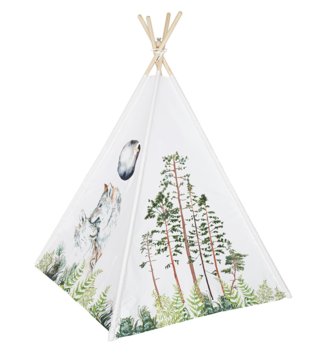 Detské stany, teepee /  Detský stan teepee Forest wolf + podložka + 4 vankúše 