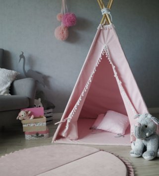 Detské stany, teepee /  Detský teepee stan s podložkou - ružový 