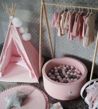 Detské stany, teepee /  Detský teepee stan s podložkou - ružový 