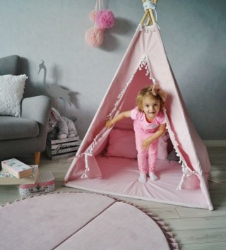 Detské stany, teepee /  Detský teepee stan s podložkou - ružový 