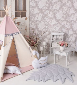 Detské stany, teepee /  Detský teepee stan Tasel Boho - Pink + podložka 