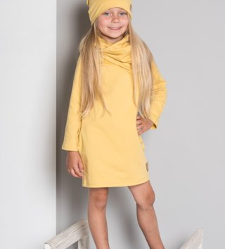 Šaty, sukne /  Dievčenské šaty s dlhým rukávom Basic - medové 