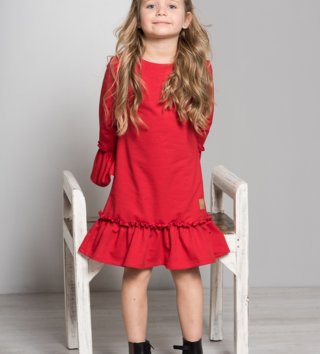 Šaty, sukne /  Dievčenské šaty s dlhým rukávom Butterfly - červené 