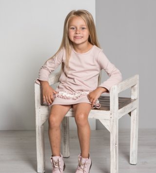 Šaty /  Dievčenské šaty s dlhým rukávom Cutie - púdrovo ružové 
