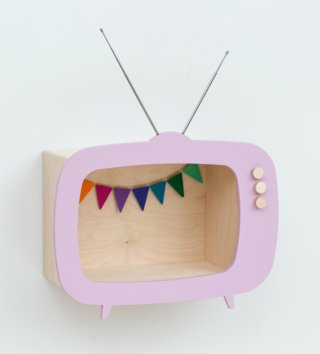 Poličky, vešiaky /  Dizajnová detská polička televízor Teevee - ružová 
