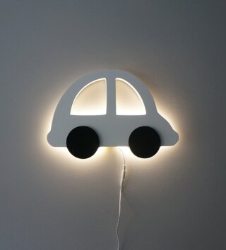 Lampy, osvetlenie /  Drevená detská lampa - auto 