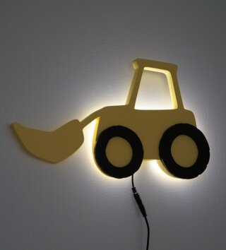 Lampy, osvetlenie /  Drevená detská lampa - bager 