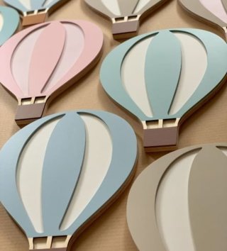 Lampy, osvetlenie /  Drevená lampa lietajúci balón - modrý 
