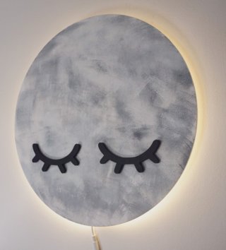 Lampy, osvetlenie /  Drevená lampa - mesiac 