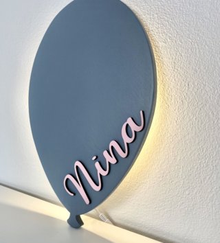 Lampy, osvetlenie /  Drevená lampa s menom - balón 