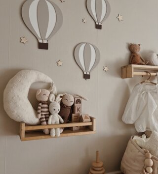 Doplnky /  Drevené dekorácie do detskej izby - balóny a hviezdičky 