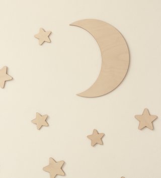 Doplnky /  Drevené dekorácie na stenu - mesiac a hviezdy 