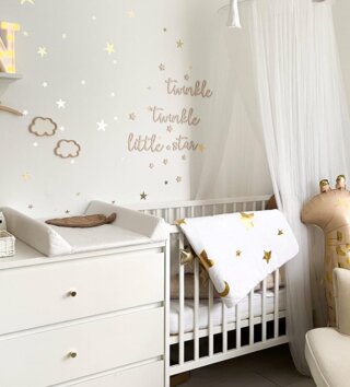 Doplnky /  Drevený nápis na stenu - Twinkle, twinkle little star + hviezdičky 