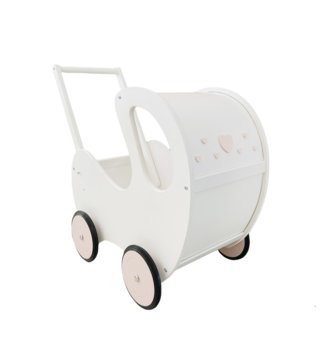 Bábiky a kočíky pre bábiky /  Drevený retro kočík pre bábiky - biely 