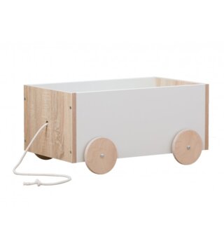 Koše na hračky, úložné boxy /  Drevený úložný box na hračky s kolieskami - biely/ drevo 