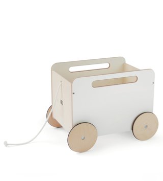 Koše na hračky, úložné boxy /  Drevený vozík na hračky OOH NOO - biely 