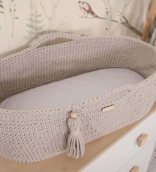 Mojžišove koše /  Háčkovaný mojžišov kôš pre bábätko - Béžový 