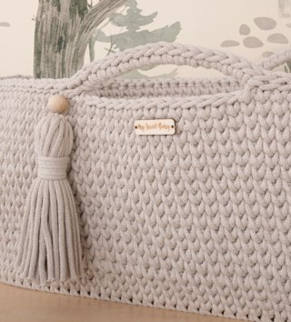 Mojžišove koše /  Háčkovaný mojžišov kôš pre bábätko - Béžový 