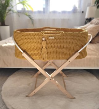 Mojžišove koše /  Háčkovaný mojžišov kôš pre bábätko - Horčicový 