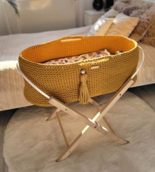 Mojžišove koše /  Háčkovaný mojžišov kôš pre bábätko - Horčicový 