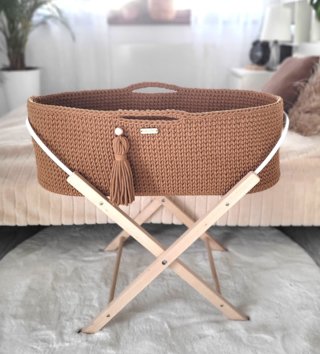 Mojžišove koše /  Háčkovaný mojžišov kôš pre bábätko - Karamelový 