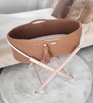 Mojžišove koše /  Háčkovaný mojžišov kôš pre bábätko - Karamelový 