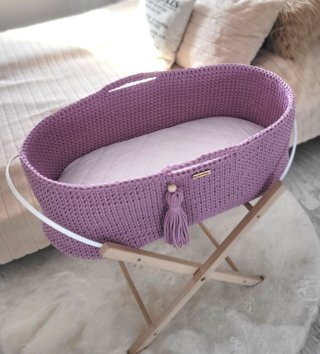 Mojžišove koše /  Háčkovaný mojžišov kôš pre bábätko - Levanduľový 