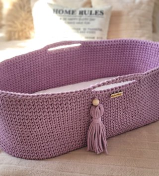 Mojžišove koše /  Háčkovaný mojžišov kôš pre bábätko - Levanduľový 