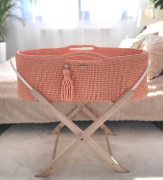 Mojžišove koše /  Háčkovaný mojžišov kôš pre bábätko - Lososový 