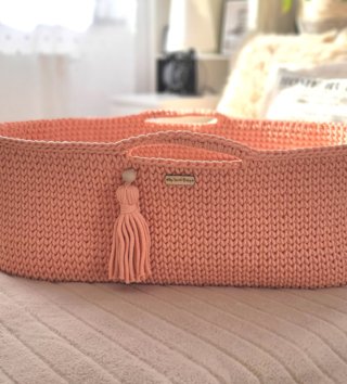 Mojžišove koše /  Háčkovaný mojžišov kôš pre bábätko - Lososový 