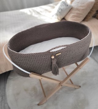 Mojžišove koše /  Háčkovaný mojžišov kôš pre bábätko - Mocca 