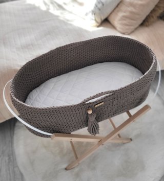 Mojžišove koše /  Háčkovaný mojžišov kôš pre bábätko - Mocca 