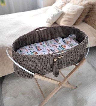 Mojžišove koše /  Háčkovaný mojžišov kôš pre bábätko - Mocca 