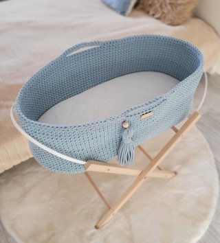 Mojžišove koše /  Háčkovaný mojžišov kôš pre bábätko - Pastelovo modrý 