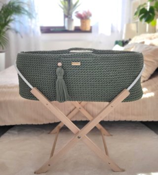 Mojžišove koše /  Háčkovaný mojžišov kôš pre bábätko - Pistáciový 