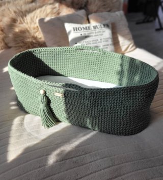 Mojžišove koše /  Háčkovaný mojžišov kôš pre bábätko - Pistáciový 