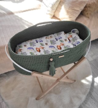 Mojžišove koše /  Háčkovaný mojžišov kôš pre bábätko - Pistáciový 