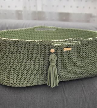Mojžišove koše /  Háčkovaný mojžišov kôš pre bábätko - Pistáciový 