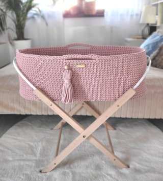 Mojžišove koše /  Háčkovaný mojžišov kôš pre bábätko - Púdrovo ružový 