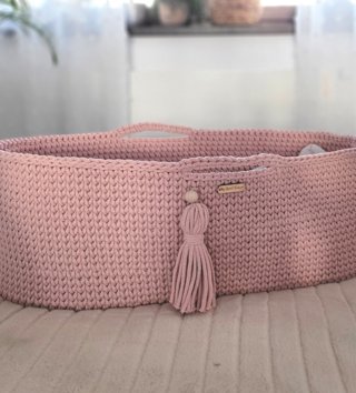 Mojžišove koše /  Háčkovaný mojžišov kôš pre bábätko - Púdrovo ružový 