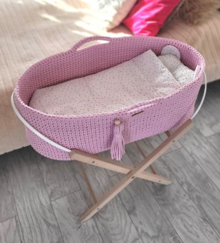 Mojžišove koše /  Háčkovaný mojžišov kôš pre bábätko - Ružový 