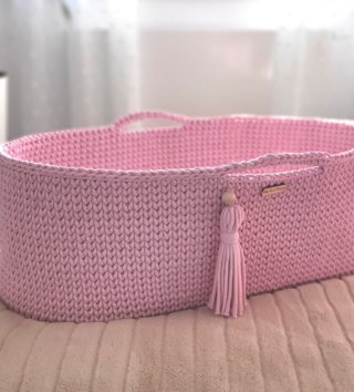 Mojžišove koše /  Háčkovaný mojžišov kôš pre bábätko - Ružový 