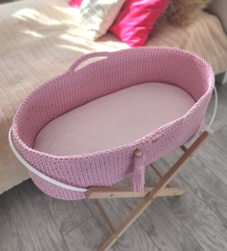 Mojžišove koše /  Háčkovaný mojžišov kôš pre bábätko - Ružový 