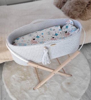 Mojžišove koše /  Háčkovaný mojžišov kôš pre bábätko - Šedý 