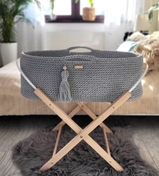 Mojžišove koše /  Háčkovaný mojžišov kôš pre bábätko - Tmavosivý 